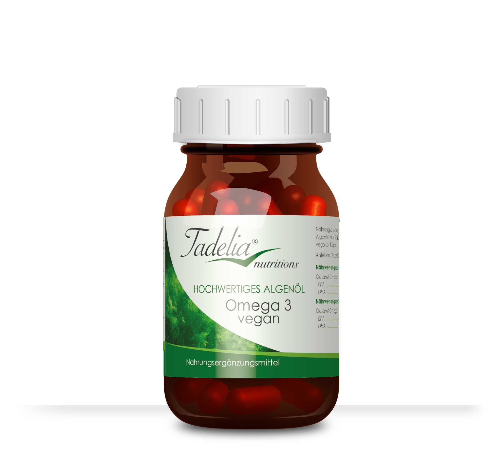Tadelia® Omega 3 vegan hochwertiges Algenöl 60 Kapseln | 49,5 g