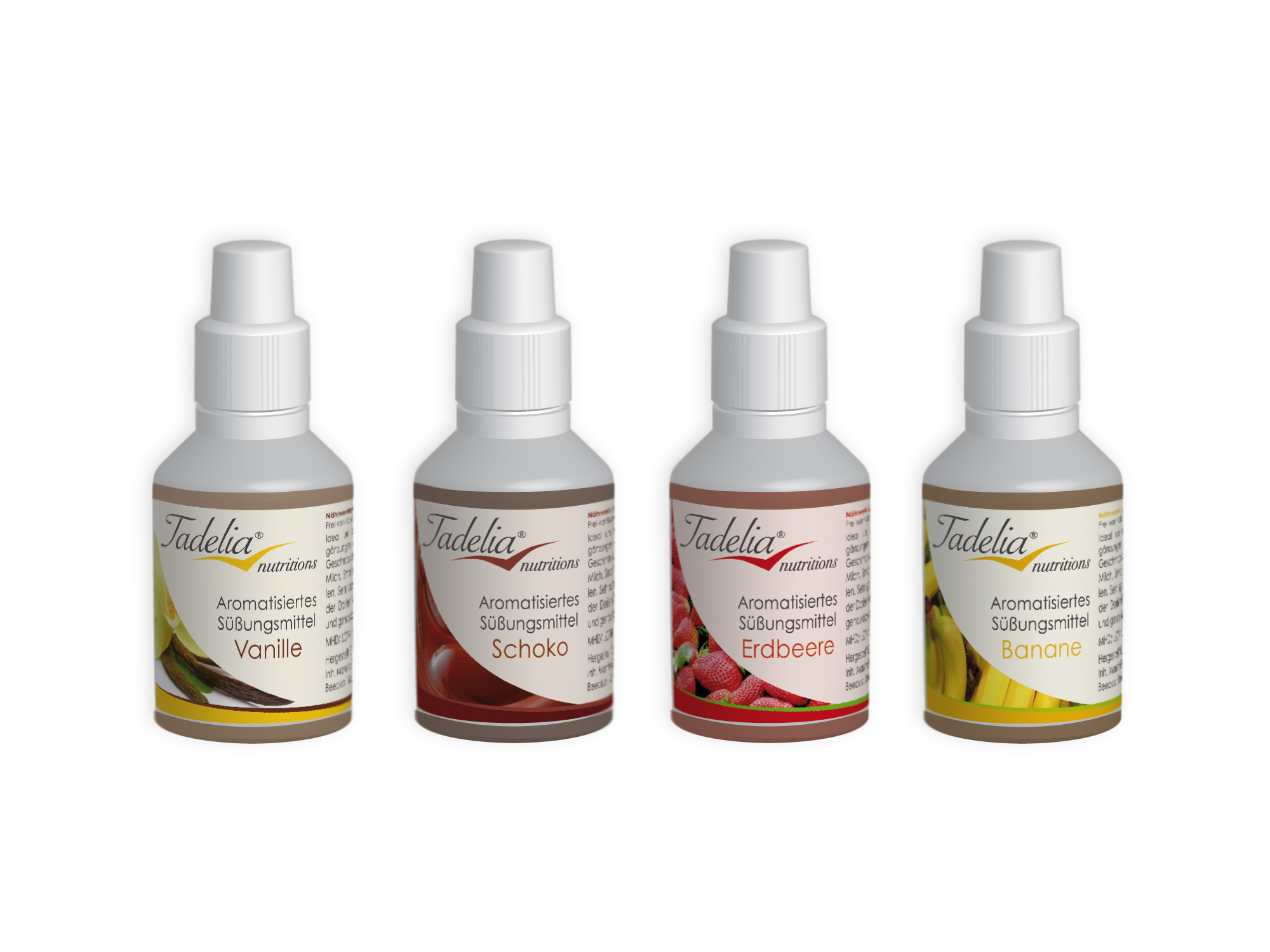 Tadelia® Aromatisiertes Süßungsmittel in 4 Geschmacksrichtungen 4x 30 ml